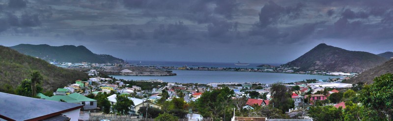 Vue sur Grote Zoutpan et Philipsburg depuis le Mont William Hill